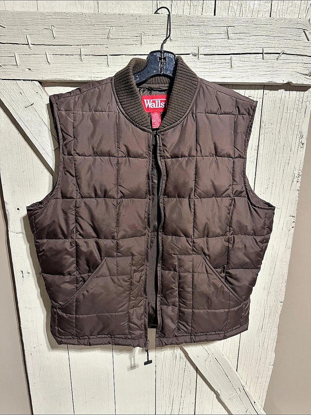 Walls Brown Quilted Vest Size Large